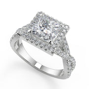 Maren Micro Pave Halo Princess Cut Diamond Engagement Ring - Nivetta